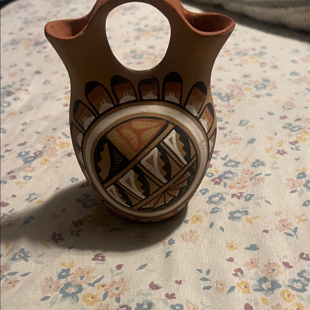 Handcrafted Native American Ceramic Vase with Tribal Design